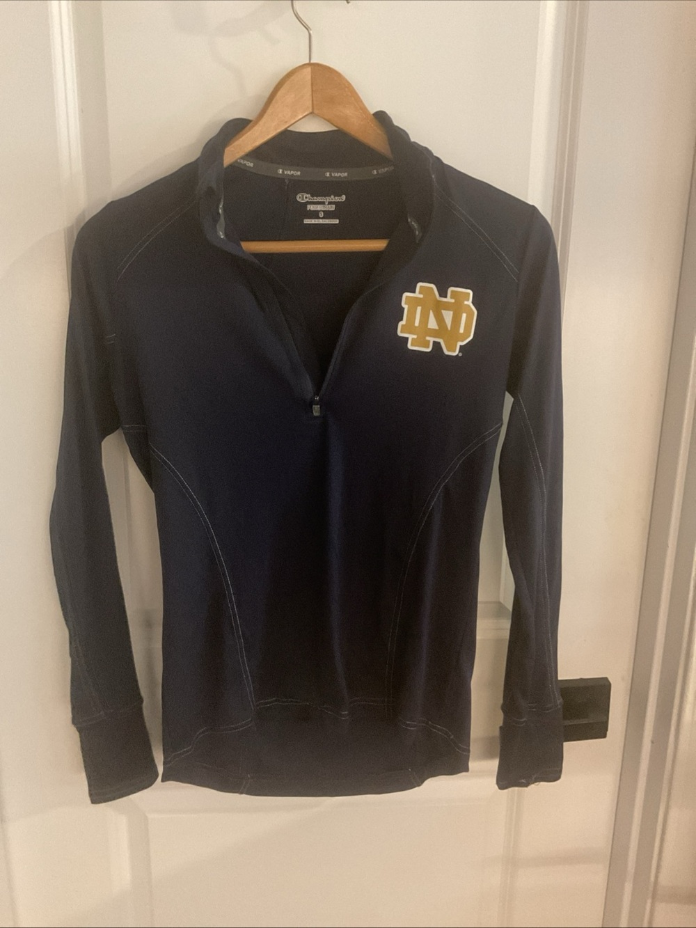 Champion - Navy Quarter-Zip Pullover with Gold ND Emblem - Size Small